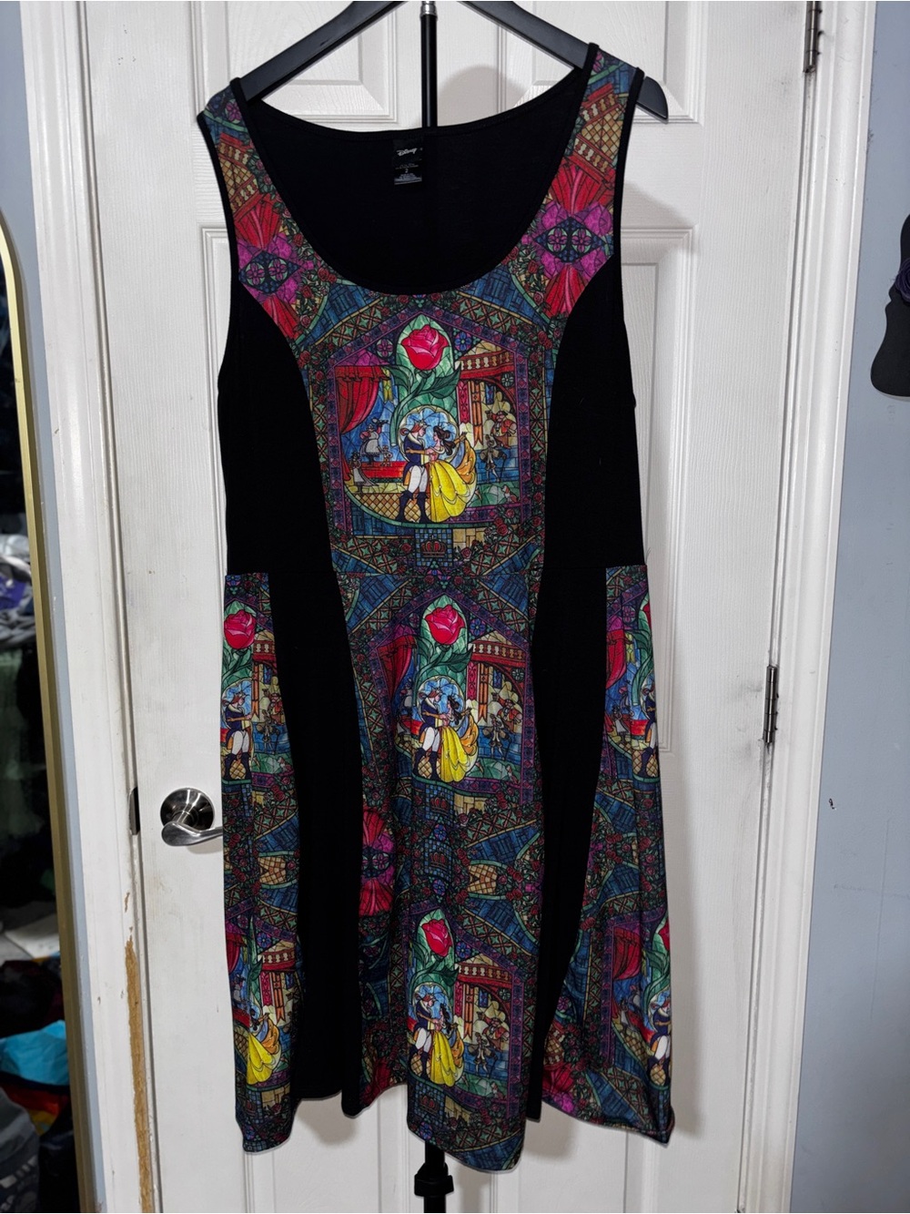 Disney torrid Beauty and the Beast stained glass skater dress.